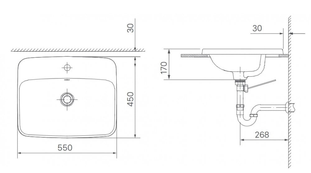 Bản vẽ kỹ thuật Chậu rửa mặt bàn đá dương vành INAX AL-2398V