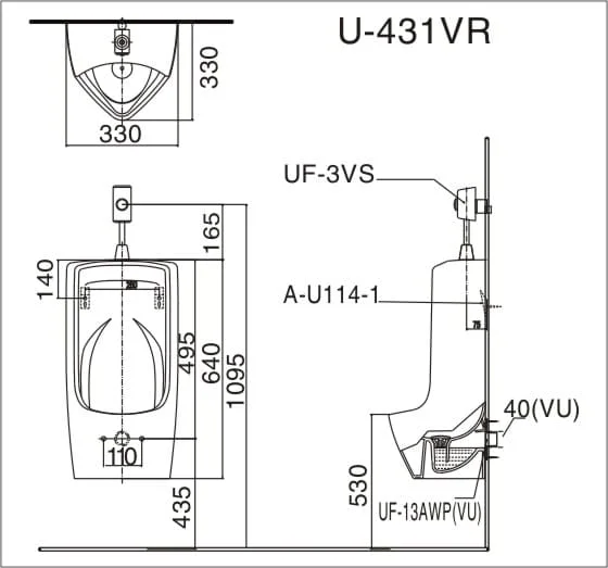 Bồn tiểu nam treo tường Inax U-431VR