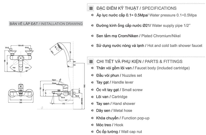 Sen tắm nóng lạnh INAX BFV-1403S-4C