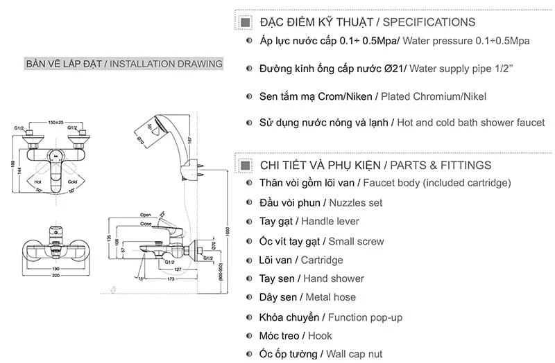 Sen tắm nóng lạnh INAX BFV-1403S-4C
