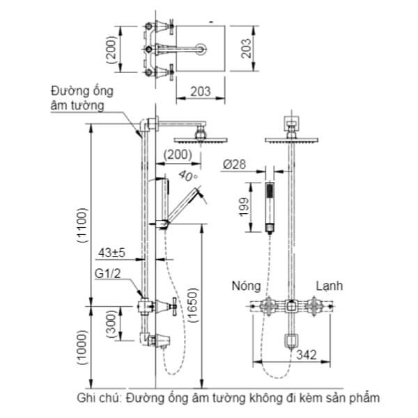 Sen tắm đứng âm tường nóng lạnh Inax BFV-81SEHW