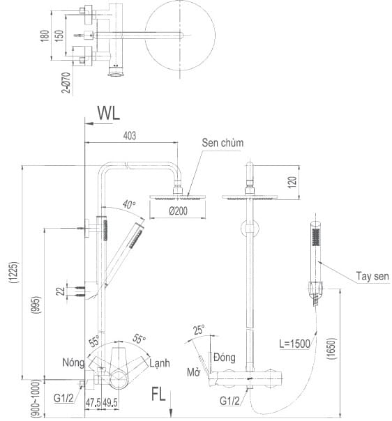 Sen tắm đứng nóng lạnh INAX BFV-71S