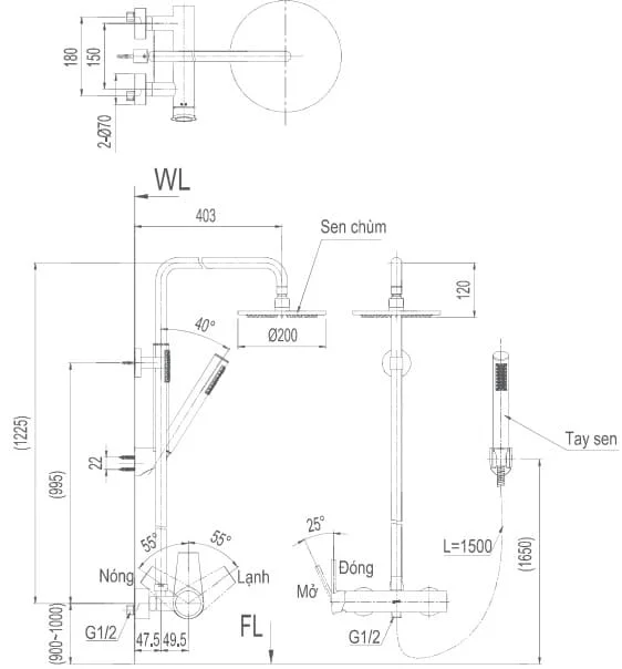 Sen tắm đứng nóng lạnh INAX BFV-71S
