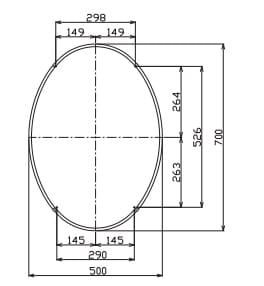 bản vẽ kỹ thuật Gương treo tường INAX KF-5070VAC