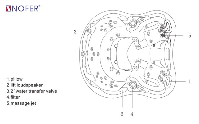 bản vẽ kỹ thuật Bồn tắm MASSAGE NOFER SPA-013