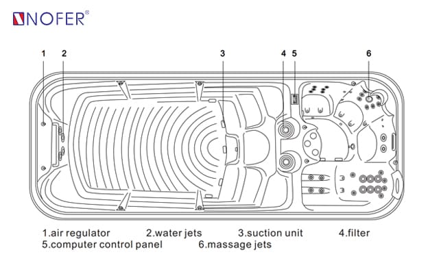 phía trong lòng Bồn tắm MASSAGE Euroking SPA-008