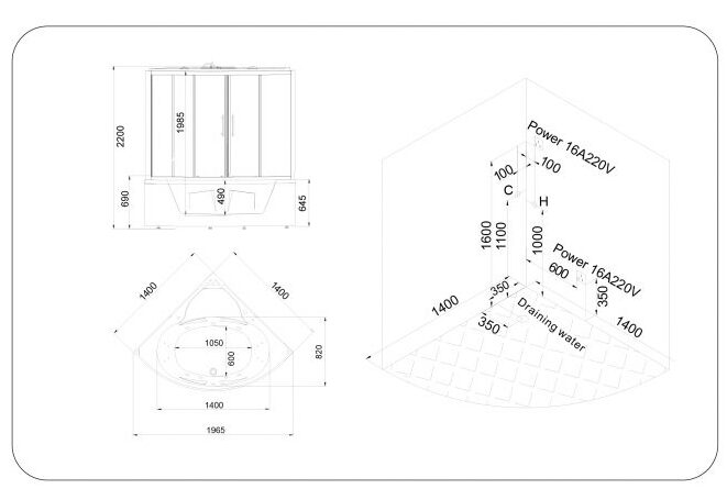 bản vẽ kỹ thuật Phòng xông hơi Nofer VS-610