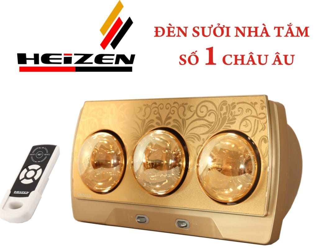 Đèn sưởi 3 bóng treo tường có điều khiển Heizen-HE3BR