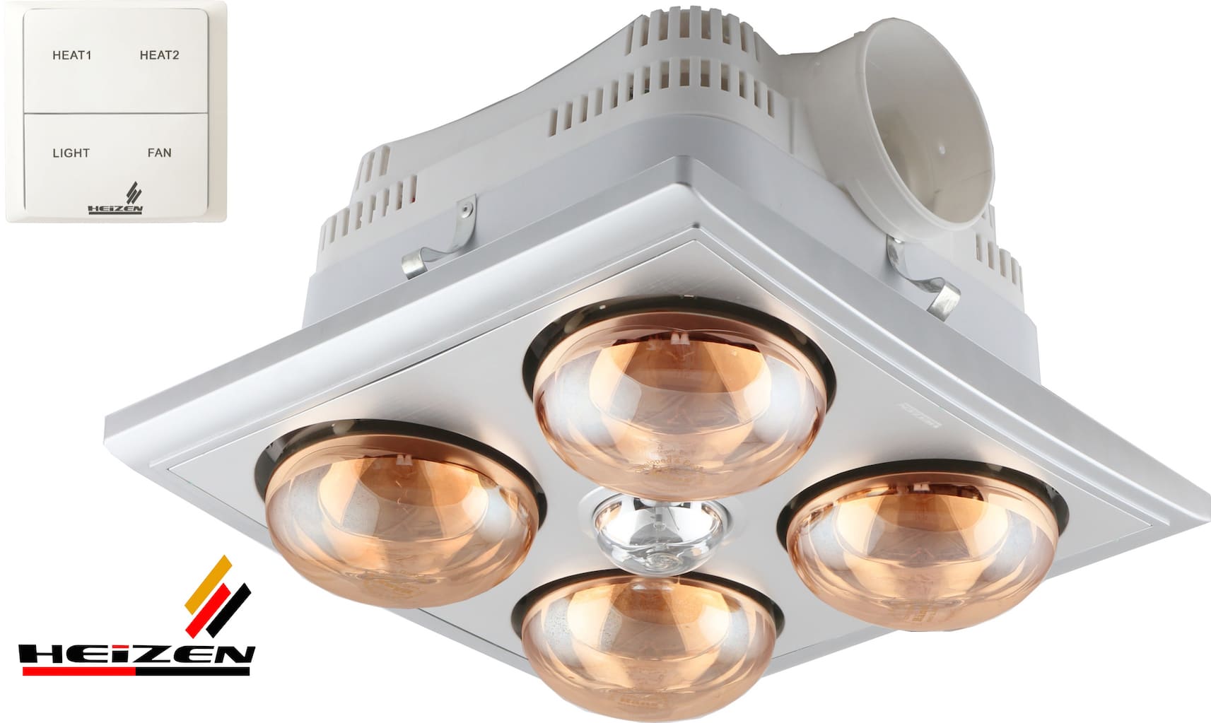 Đèn sưởi 4 bóng âm trần có điều khiển Heizen-HE4BR