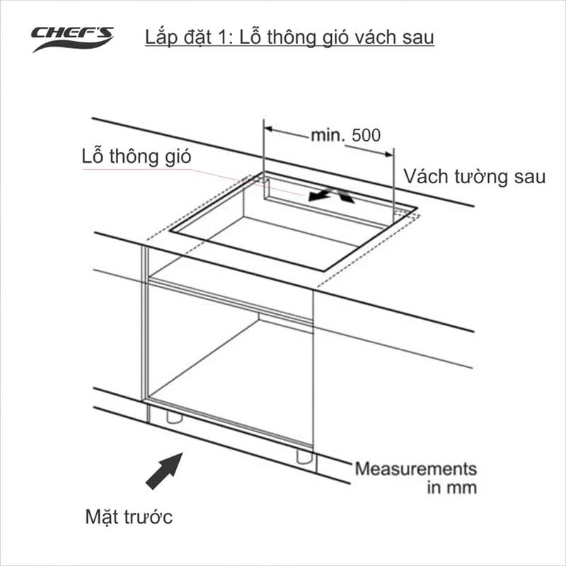 Hình ảnh bản vẽ kỹ thuật Bếp điện từ 3 vùng nấu Chefs EH-IH534