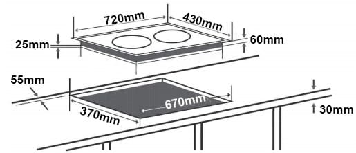 Hình ảnh bản vẽ kỹ thuật Bếp từ đôi Chefs EH-DIH326
