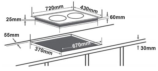 Hình ảnh bản vẽ kỹ thuật Bếp từ đôi Chefs EH-DIH328