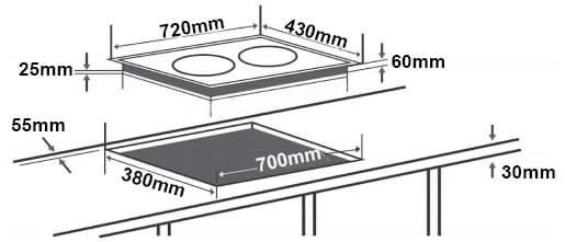 Hình ảnh bản vẽ kỹ thuật Bếp từ đôi Chefs EH-DIH866G