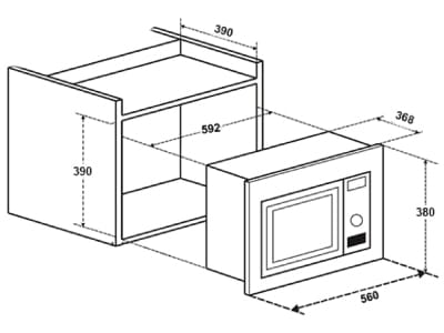 Hình ảnh bản vẽ kỹ thuật Lò Vi Sóng Chefs EH-MW801B