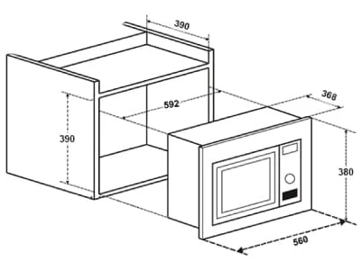 Hình ảnh bản vẽ kỹ thuật Lò Vi Sóng Chefs EH-MW801B