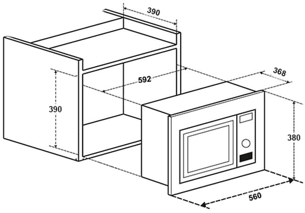 Hình ảnh bản vẽ kỹ thuật Lò Vi Sóng Chefs EH-MW801S