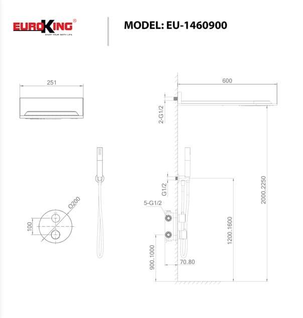  Sen tắm âm tường Euroking EU-1460900