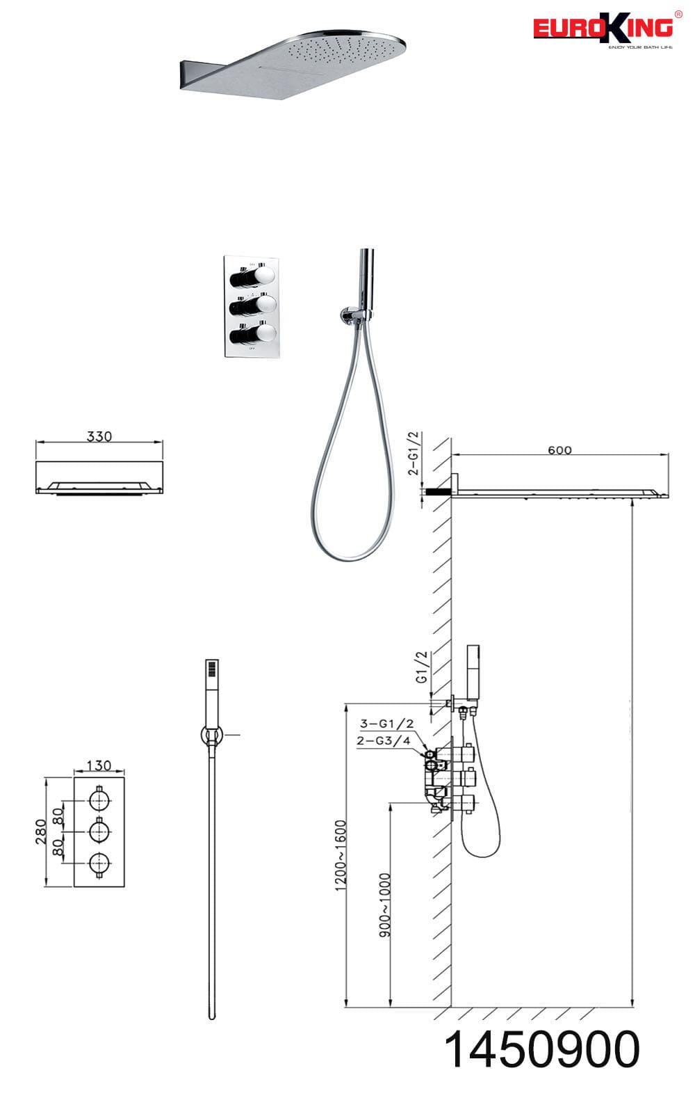  Sen tắm âm tường Euroking EU-1450900