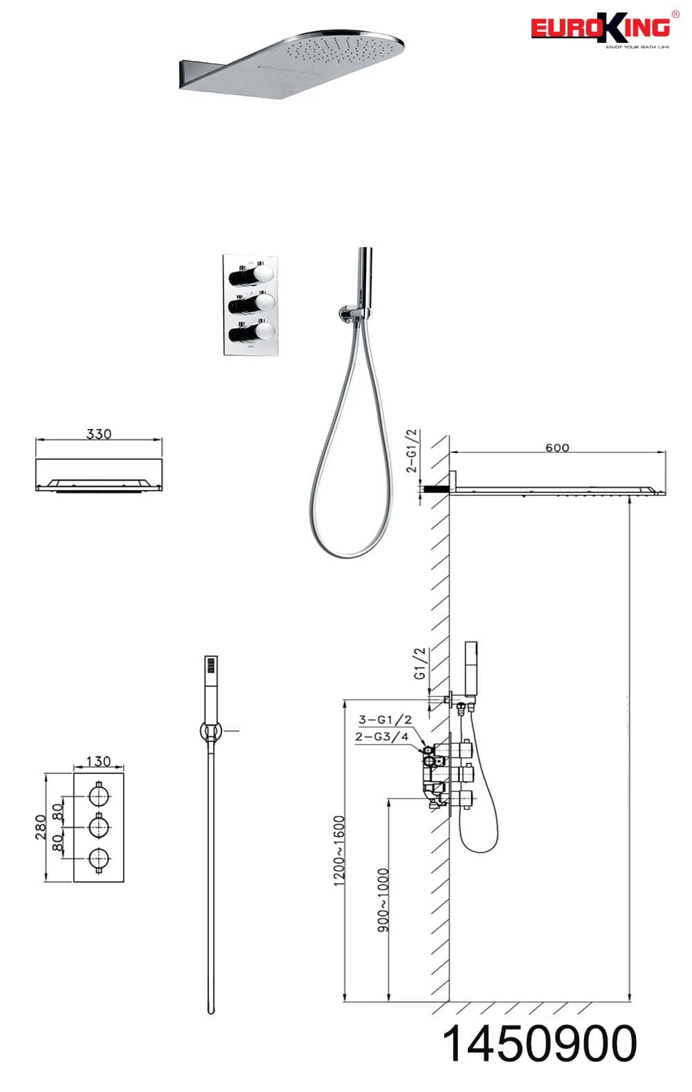  Sen tắm âm tường Euroking EU-1450900
