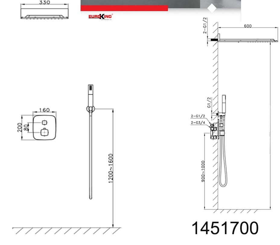  Sen tắm âm tường Euroking EU-1451700
