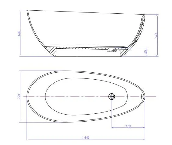Bảng vẽ kỹ thuật Bồn tắm Nofer EU-65167 