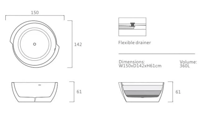 Bảng vẽ kỹ thuật Bồn tắm Nofer EU-6049
