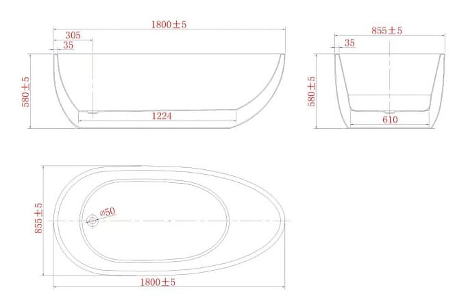 Bảng vẽ kỹ thuật Bồn tắm Euroking EU–1892 