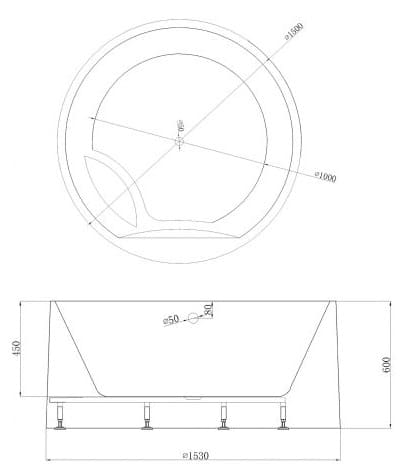 Bảng vẽ kỹ thuật Bồn tắm Euroking EU-3888 