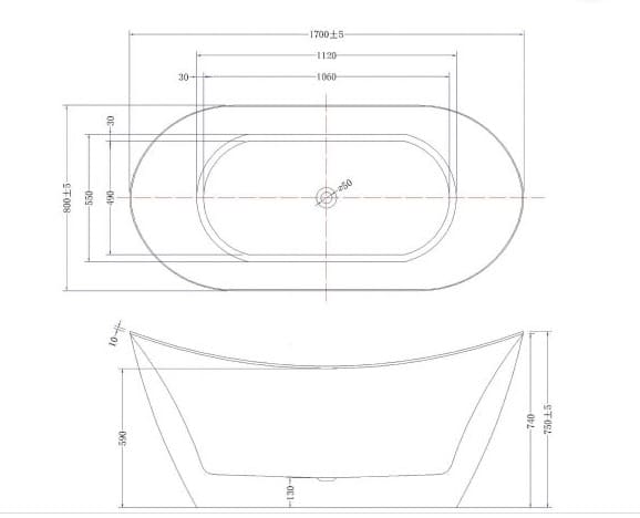Bảng vẽ kỹ thuật Bồn tắm Euroking EU-1870