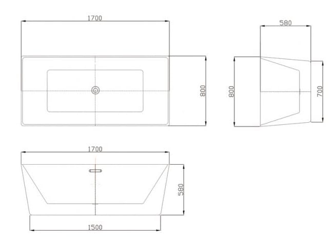Bảng vẽ kỹ thuật Bồn tắm Euroking EU-1871 PLUS 