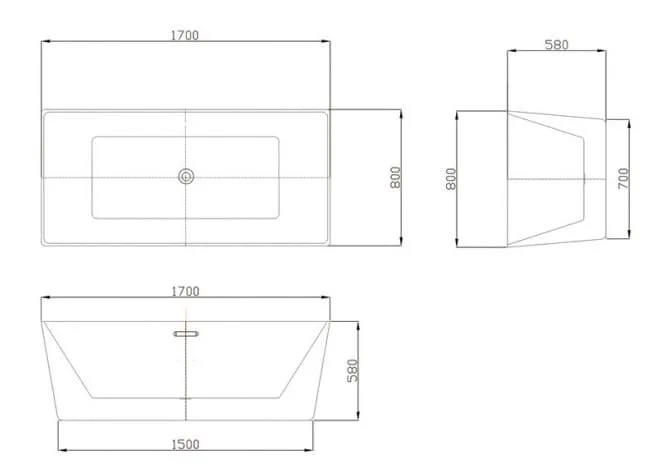 Bảng vẽ kỹ thuật Bồn tắm Euroking EU-1871 PLUS 