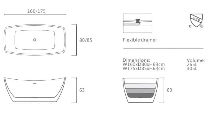 Bảng vẽ kỹ thuật Bồn tắm Nofer NO-6033