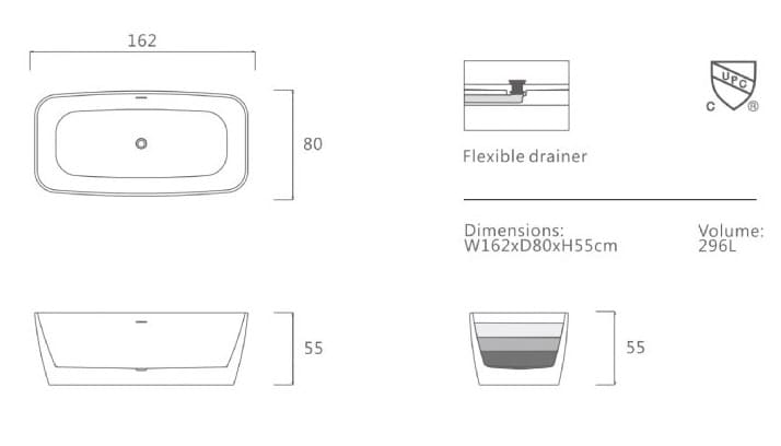 Bảng vẽ kỹ thuật Bồn tắm Nofer NO-6054 