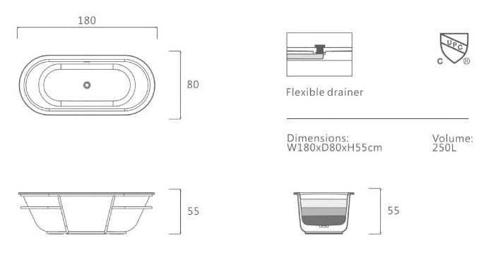 Bảng vẽ kỹ thuật Bồn tắm Nofer NO-6058 