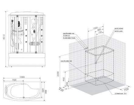 bản vẽ kỹ thuật Phòng xông hơi Nofer N0-806