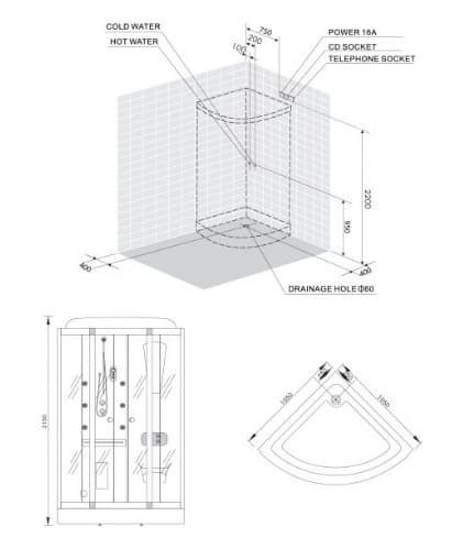 bản vẽ kỹ thuật Phòng xông hơi Nofer NO-202