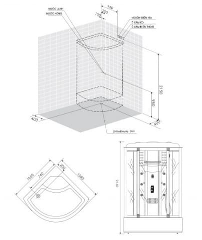 bản vẽ kỹ thuật Phòng xông hơi Nofer NO-802