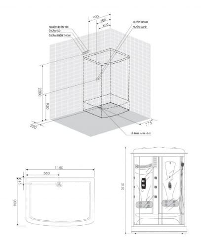 bản vẽ kỹ thuật Phòng xông hơi Nofer NO-803