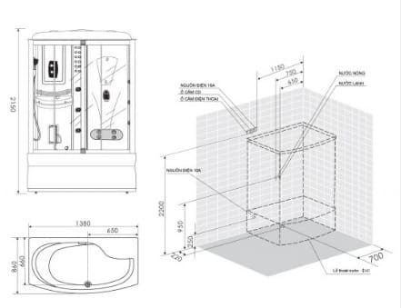 bản vẽ kỹ thuật Phòng xông hơi Nofer NO-805