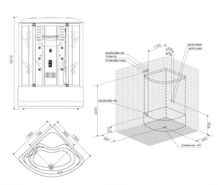 bản vẽ kỹ thuật Phòng xông hơi Nofer NO-808