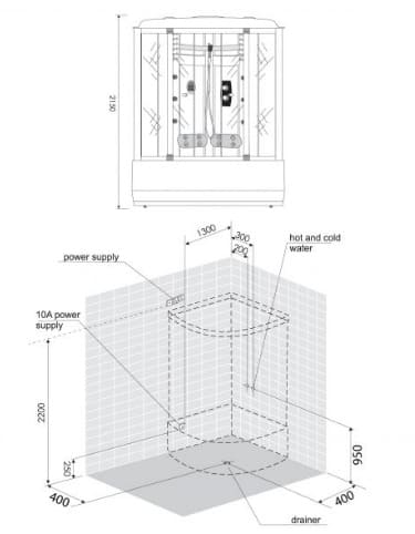bản vẽ kỹ thuật Phòng xông hơi Nofer NO-809