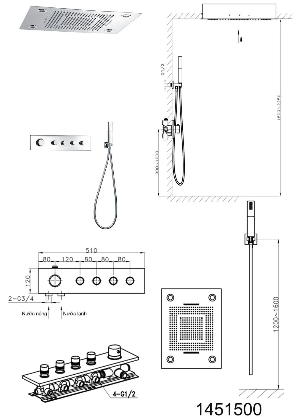 Sen tắm âm tường Nofer NO-1451500