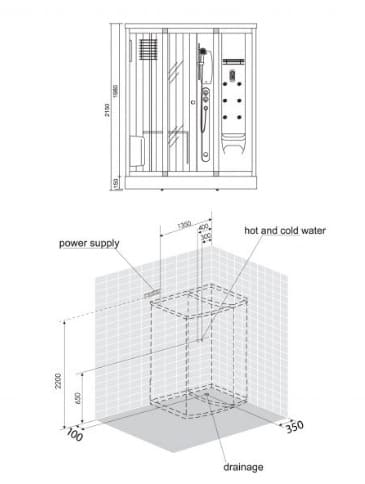 bản vẽ kỹ thuật Phòng xông hơi Euroking EU-601R