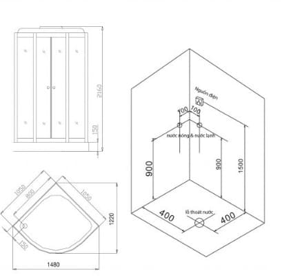 bản vẽ kỹ thuật Phòng xông hơi Nofer NO-2105A