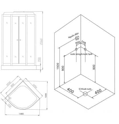 bản vẽ kỹ thuật Phòng xông hơi Nofer NO-2105B