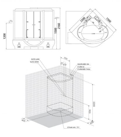 bản vẽ kỹ thuật Phòng xông hơi Nofer NO-2151
