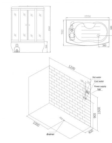 bản vẽ kỹ thuật Phòng xông hơi Nofer NO-2159