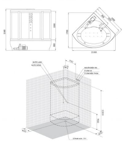 bản vẽ kỹ thuật Phòng xông hơi Nofer NO-2161
