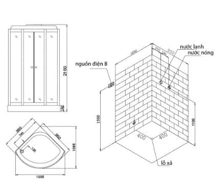 bản vẽ kỹ thuật Phòng xông hơi Nofer NO-2950B