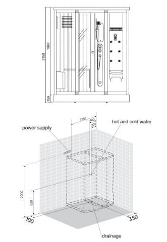bản vẽ kỹ thuật Phòng xông hơi Nofer NO-602R